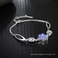 Delicate fashion jewelry vintage 925 sterling silver bracelet with Chinese knot and crystal